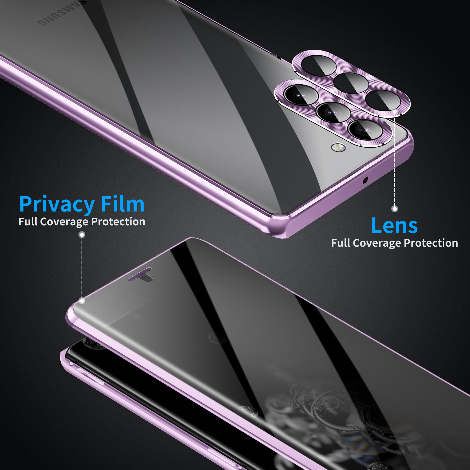 Anti-drop Phone Cover For Samsung Galaxy S23 Anti-peep Single-Sided Tempered Glass PC Panel Phone Case with Safety Buckle and Magnetic Adsorption Metal Frame Anti-drop Phone Cover For Samsung Galaxy S23 Anti-peep Single-Sided Tempered Glass PC Panel Phone Case with Safety Buckle and Magnetic Adsorption Metal Frame